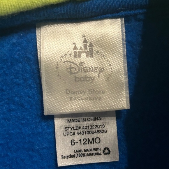 Disney store exclusive monsters‎ inc hoodie size 6-12 M - Picture 5 of 5